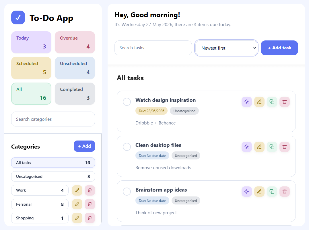 ToDO App screenshot